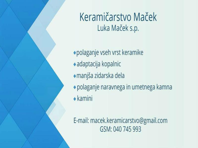 Keramičarstvo Maček, Luka Maček s.p.